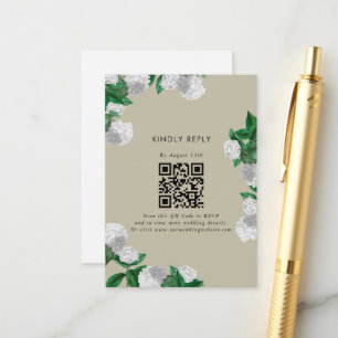 White Hydrangea Floral Greenery Wedding RSVP Enclosure Card