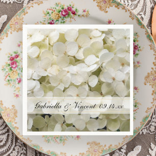 White Hydrangea Floral Wedding Napkin