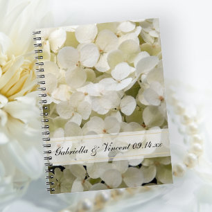 White Hydrangea Floral Wedding Spiral Notebook