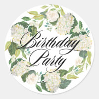 White Hydrangea Floral Wreath Birthday Party