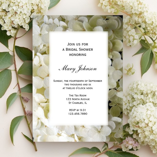 White Hydrangea Flower Bridal Shower Invitation (Creator Uploaded)