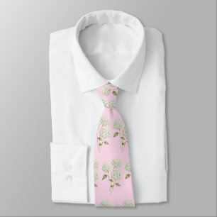White Hydrangea Flower Painting Pattern Tie