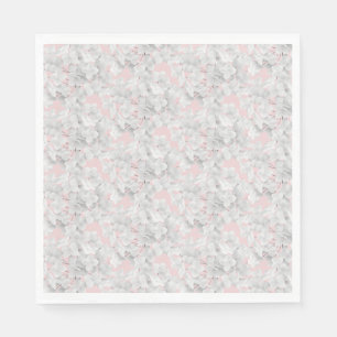 White Hydrangea Flower Petals On Pink Napkin