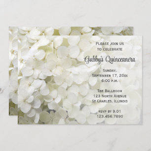 White Hydrangea Flower Quinceanera Invitation