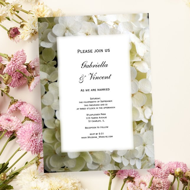 White Hydrangea Flower Wedding Invitation (Creator Uploaded)