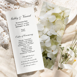 White Hydrangea Flower Wedding Program Programme