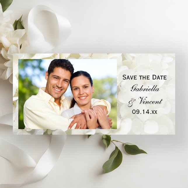 White Hydrangea Flower Wedding Save the Date (Creator Uploaded)