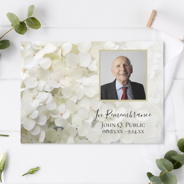 White Hydrangea Flowers Death Anniversary Invitation (Creator Uploaded)