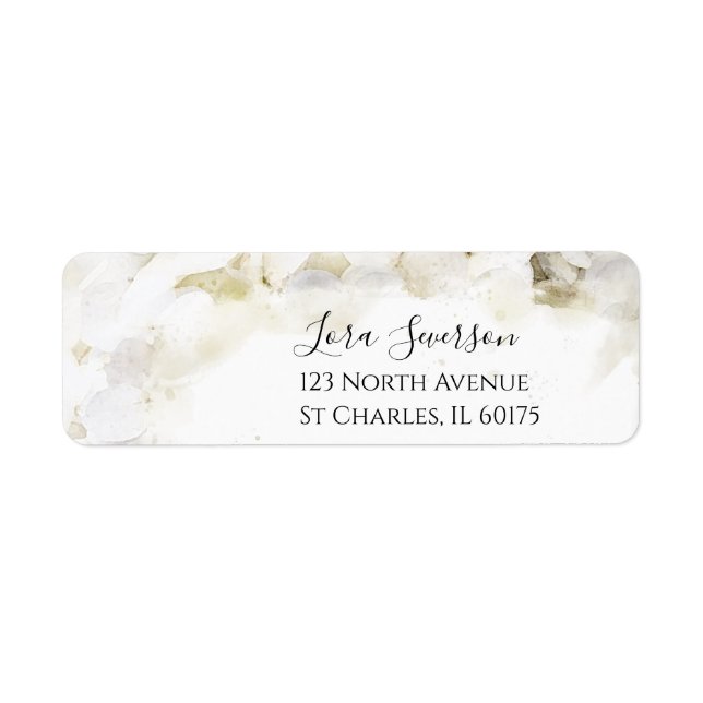 White Hydrangea Flowers Watercolor  Label (Front)