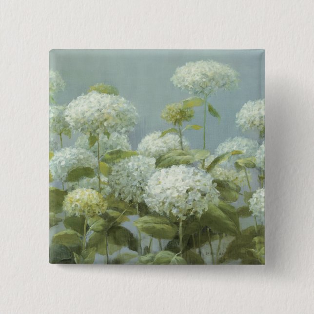 White Hydrangea Garden 15 Cm Square Badge (Front)