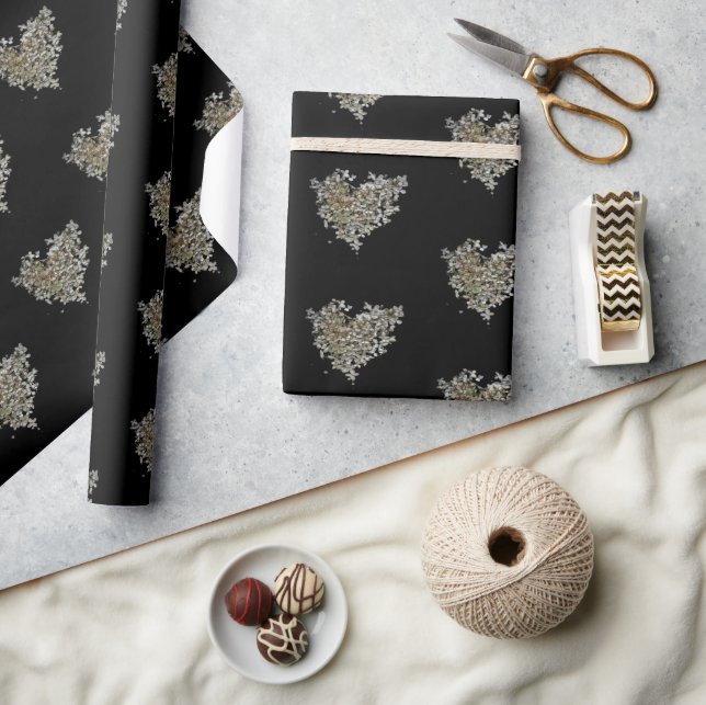 White Hydrangea Heart Wrapping Paper (Crafts)