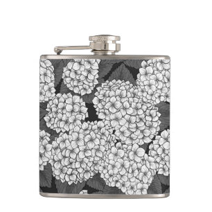 White hydrangea hip flask