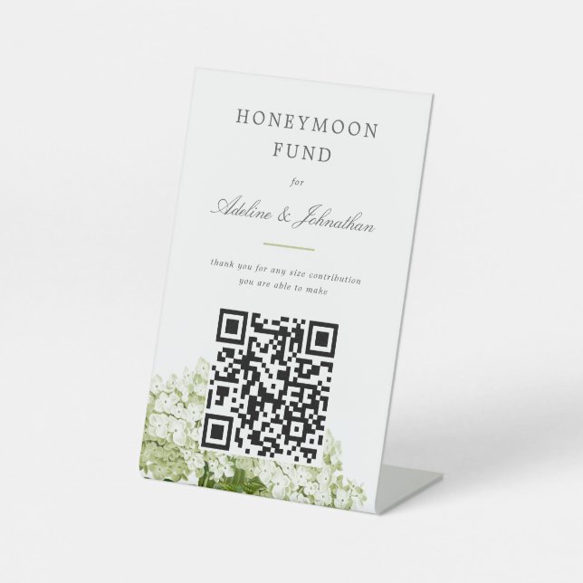 White Hydrangea Honeymoon Fund Donation Sign (Front)