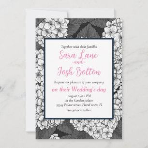 White hydrangea invitation