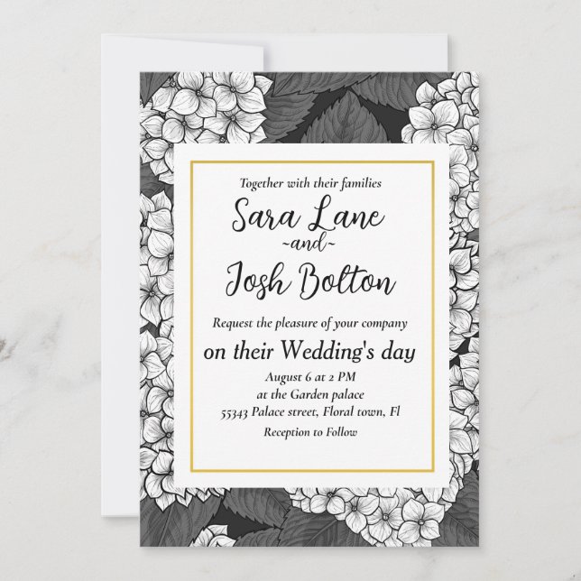 White hydrangea invitation (Front)