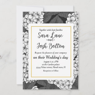 White hydrangea invitation