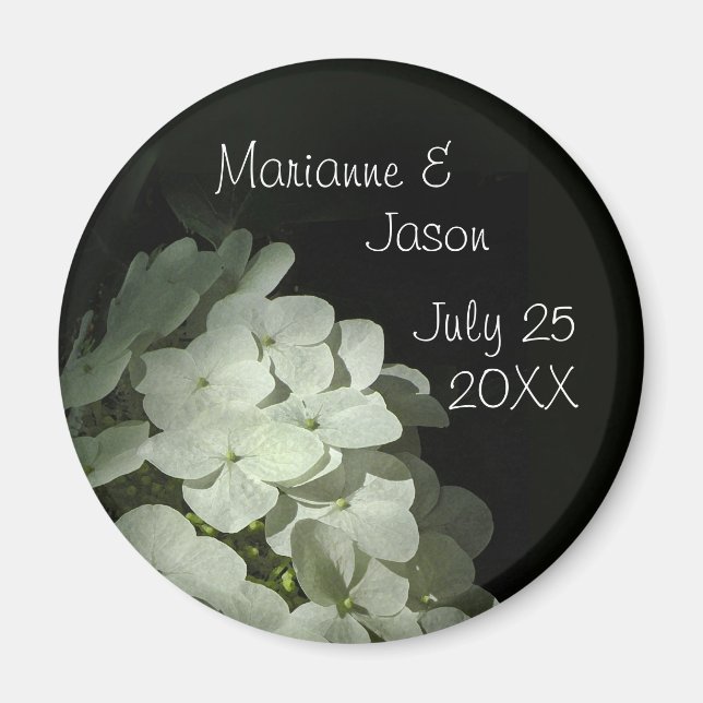 White Hydrangea Keepsake Round Magnet (Front)