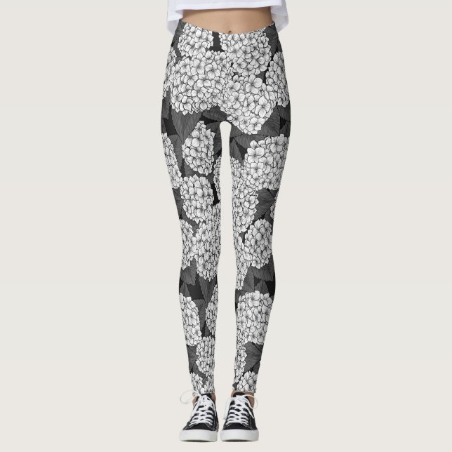 White hydrangea leggings (Front)