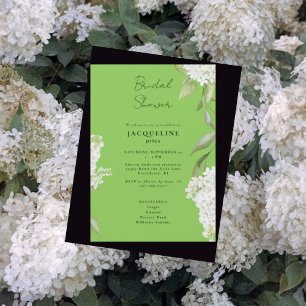 White Hydrangea Lime Green Bridal Shower  Invitation