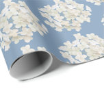 White Hydrangea on Pastel Blue  Wrapping Paper<br><div class="desc">White hydrangea pattern on pastel blue background.
Background colour can be changed.</div>