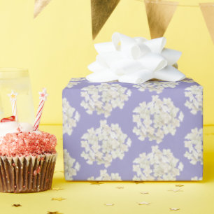 White Hydrangea on Pastel Lavender Wrapping Paper