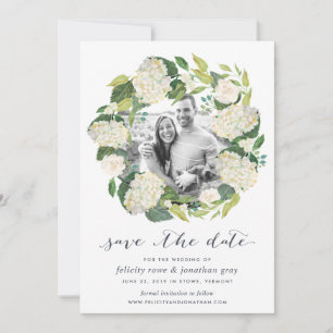 White Hydrangea   Photo Save the Date Card