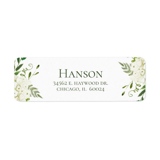 White Hydrangea Return Address (Front)