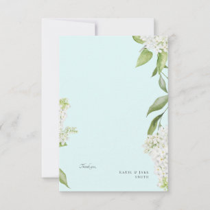 White Hydrangea Seafoam Wedding Blank  Thank You Card