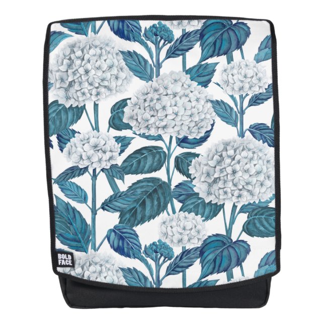 White hydrangea watercolor backpack (Front)