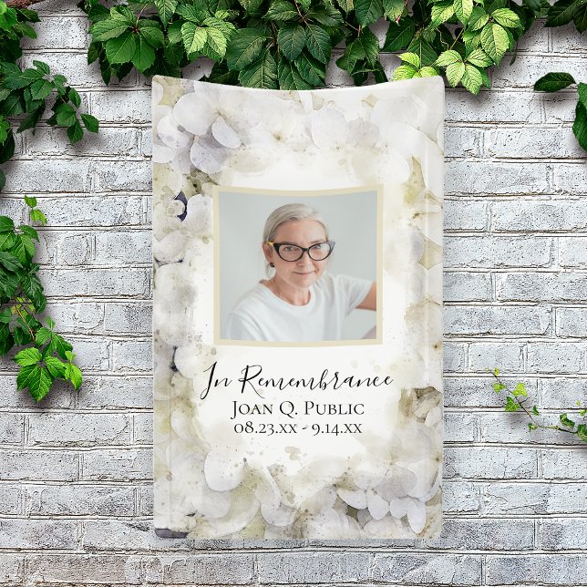 White Hydrangea Watercolor Celebration of Life Banner (Creator Uploaded)