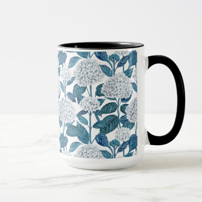 White hydrangea watercolor mug (Right)