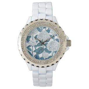 White hydrangea watercolor watch