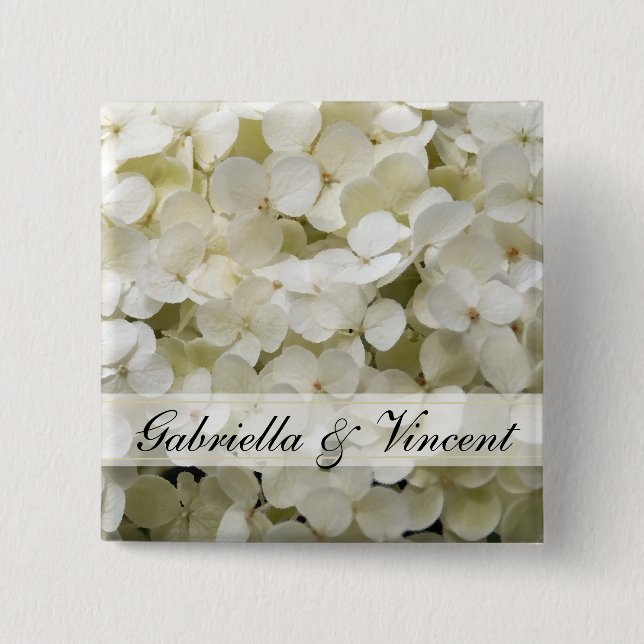 White Hydrangea Wedding 15 Cm Square Badge (Front)