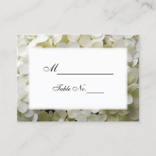 White Hydrangea Wedding Place Card
