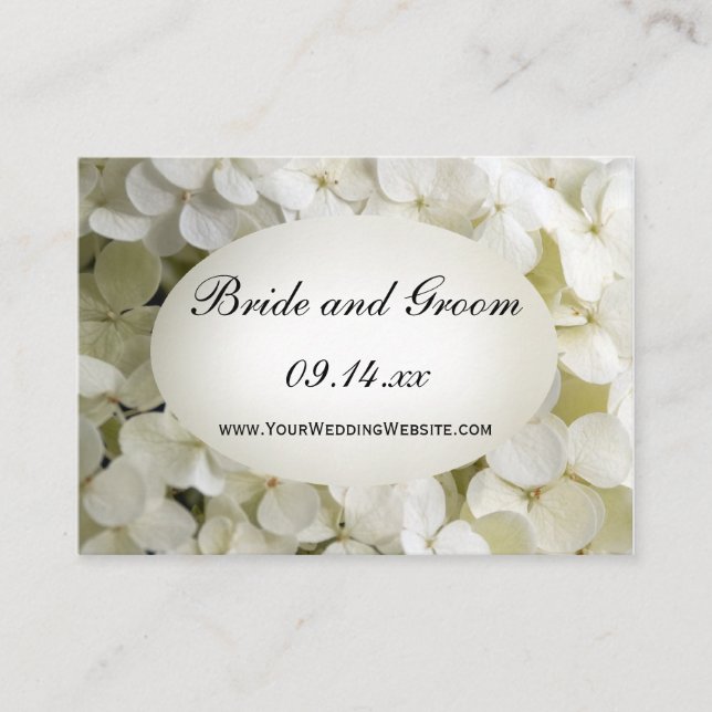 White Hydrangea Wedding Website Card (Front)