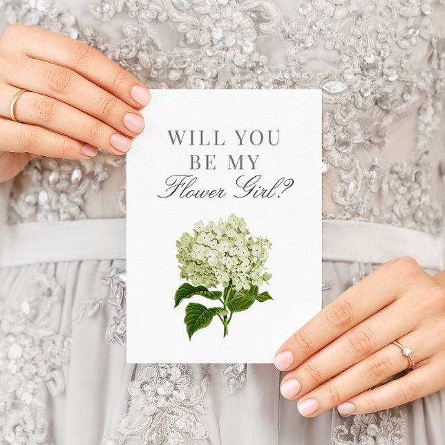 White Hydrangea Will You Be My Flower Girl Card (Creator Uploaded)