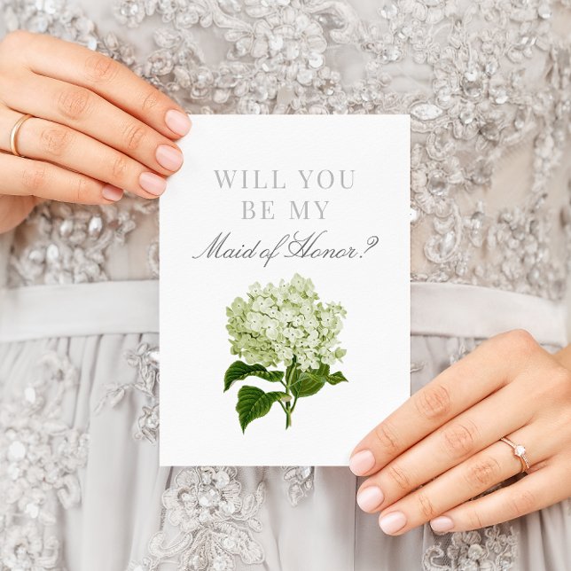 White Hydrangea Will You Be My Maid of Honour Postcard (Creator Uploaded)