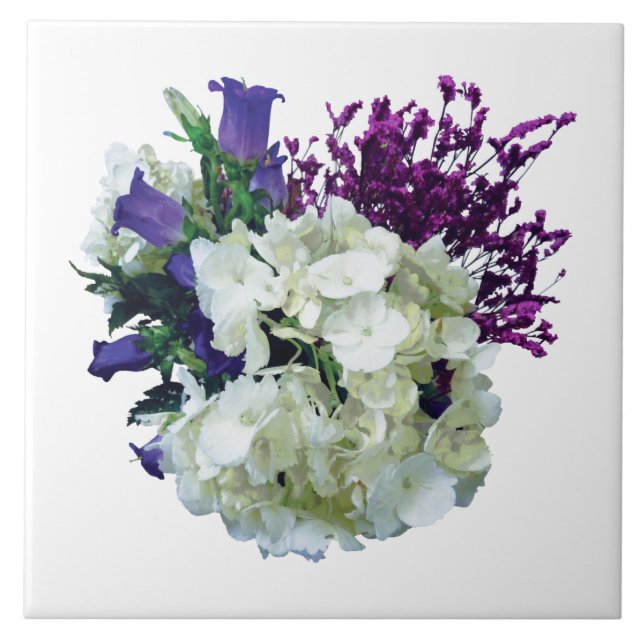 White Hydrangea With Canterbury Bells and Sage Tile (Front)