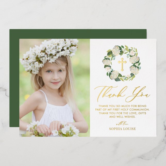 White Hydrangea Wreath Photo First Holy Communion (Front/Back)