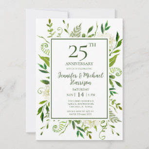 White Hydrangeas 25th Anniversary Invitation