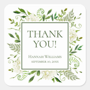 White Hydrangeas Baby Shower Thank You Square Sticker