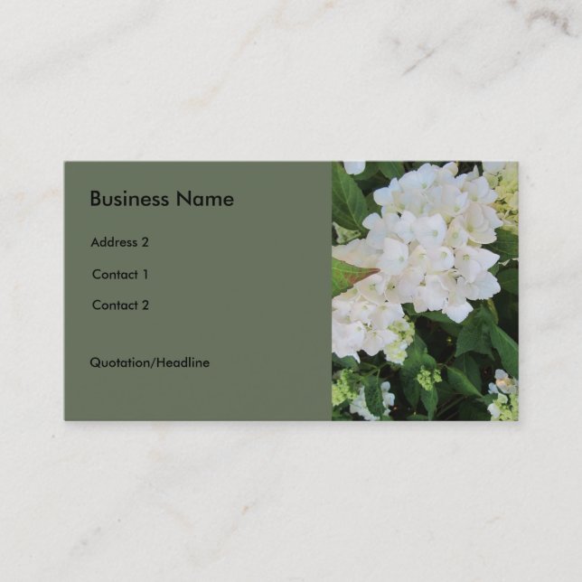 White Hydrangeas Business Card (Front)
