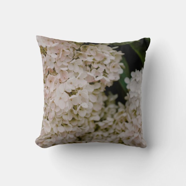 WHITE HYDRANGEAS IN BLOOM CUSHION (Front)