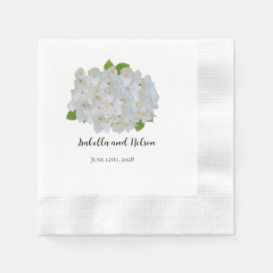 White Hydrangeas Personalised Wedding Napkins
