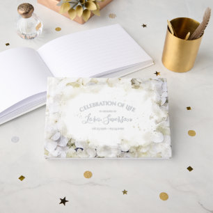 White Hydrangeas Watercolor Celebration of Life Guest Book