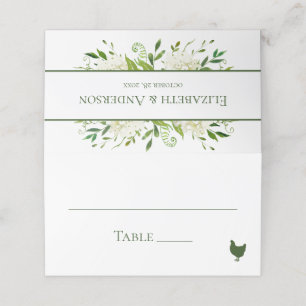 White Hydrangeas Wedding Place Card