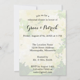 White Hydrangeas Wedding Rehearsal Invitation
