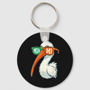 White Ibis With Sungles American Vintage Style  Key Ring
