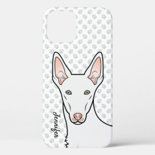 White Ibizan Hound Short Hair Cartoon Dog Head iPhone 12 Case