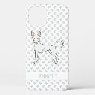 White Ibizan Hound Smooth Coat Cartoon Dog & Name iPhone 12 Case
